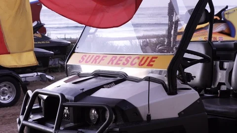 Surf Rescue Beach Buggy Reveal Stock Footage 86921253