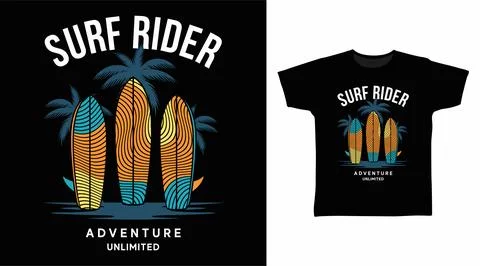 Surf rider design vector with surfboard illustration, ready for print on t-.. 스톡 일러스트