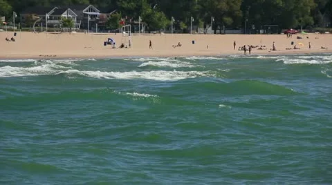 Surf rolling onto the beach Stock Footage 12031067