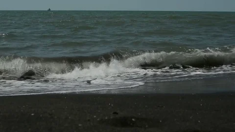 Surf on the sandy beach Stock Footage 77247329