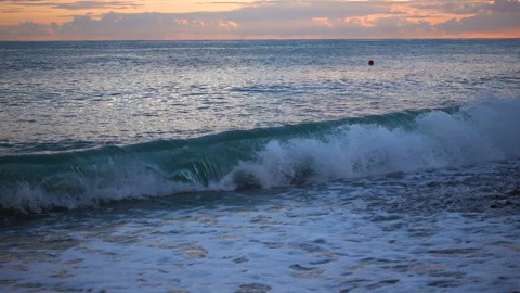 The surf of the sea wave is turquoise Stock Footage 90074476