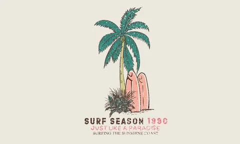 Surf season. Endless summer vector design. Stock Illustration