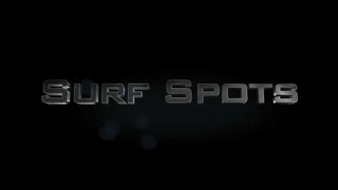 Surf Spots title 3D metal text on black alpha channel background Stock Footage 301267801