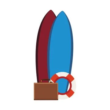 Surf tables and float with suitcase Stock Illustration