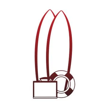 Surf tables and float with suitcase red lines Stock Illustration