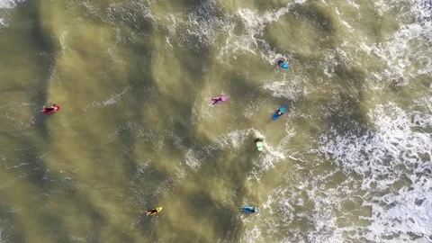 Surf training in the open sea Stock Footage 171893383