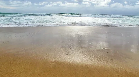 Surf on the tropical beach Stock Footage 57641134