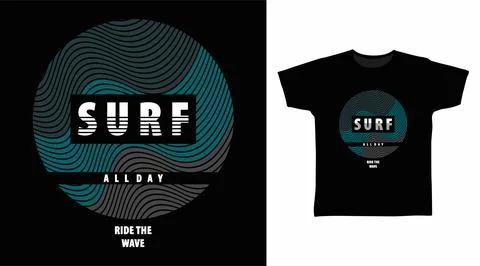 Surf typography design vector with line art circle illustration, ready for .. Stock-Illustration