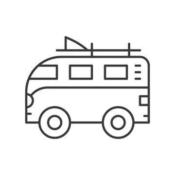 Surf van car vector illustration, outline style Stock Illustration