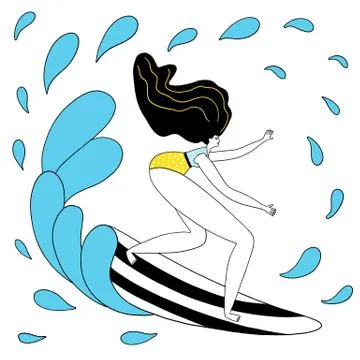 Surf the wave - hand drawn surfing emotion Illustrazione stock