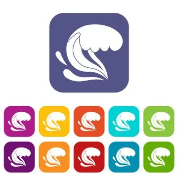 Surf wave icons set Stock Illustration