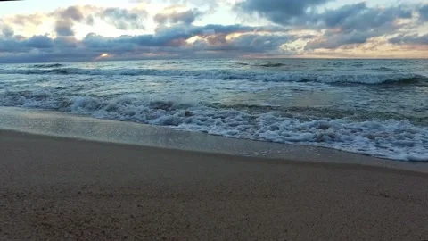 Surf waves on the Baltic Sea Stock Footage 142791472