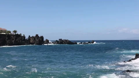 Surf waves rolling over a reef with white water break. Splash of the wave. 4K. Stock Footage 201857465