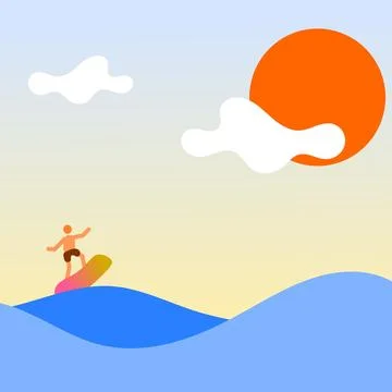 Surf on the waves .sea ??view Beach scenery. surfing Illustrazione stock