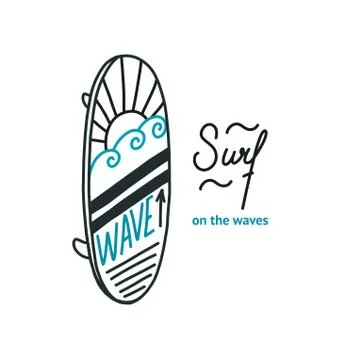 Surf on the waves. Vector illustration Stock Illustration