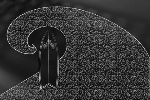 Surf the web digital wave with surfboard Stock Illustration