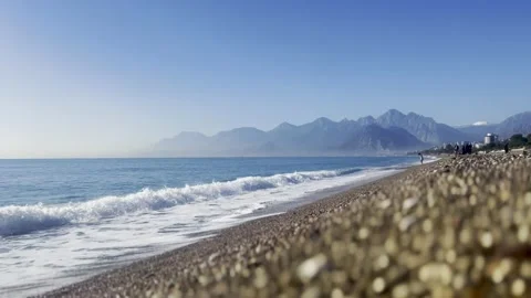 Surf on a winter beach in Antalya. Stock Footage 233522352