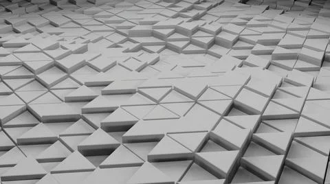 Surface of 3d triangles moving in waves. Design. Wave oscillations on surface of Illustrazione stock