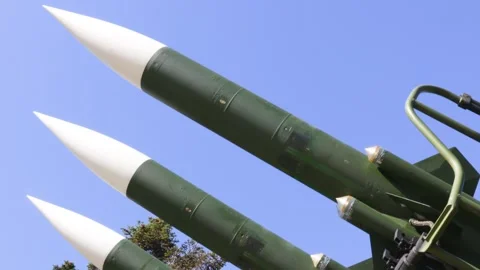 Surface to air defense missile system Video stock 259085575