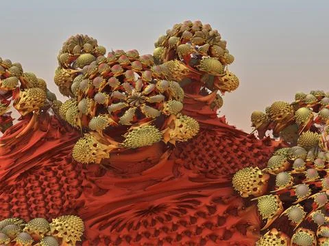 The surface of an alien mushrooms Stock Illustration