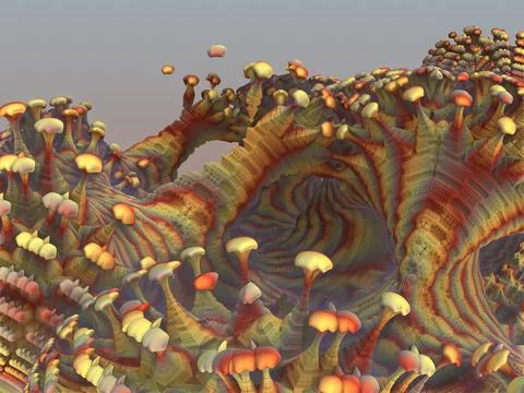 The surface of an alien mushrooms Stock Illustration