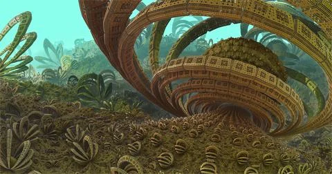 The surface of an alien planet 3d rendering Stock Illustration