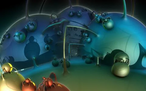 The surface of an alien planet 3d rendering Stock Illustration