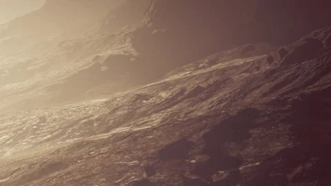 Surface of an alien planet with rocky terrain during low light Stock Footage 339493152