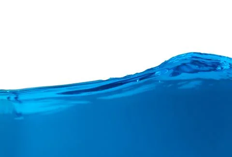 Surface of blue water splashing isolated on white background. Stock Photos