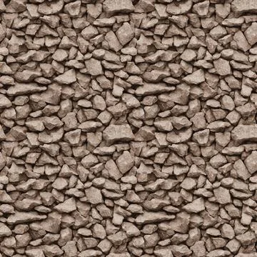 Surface of brown rubble, stone texture. 3D rendering. Seamless background Stock Photos