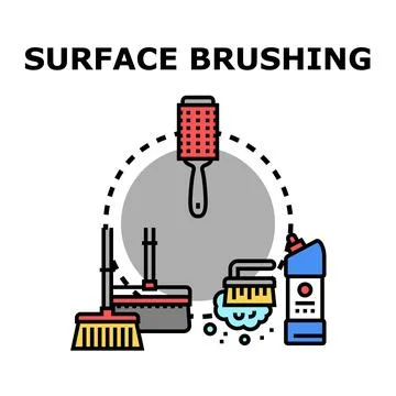 Surface brushing cleaning tools and equipment vector concept Иллюстрация