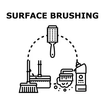 Surface brushing cleaning tools and equipment vector concept Иллюстрация