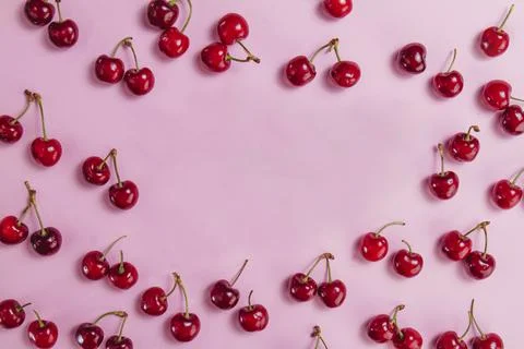 Surface with cherries blank space. High quality and resolution beautiful photo Stock Photos