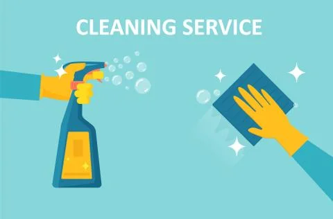 Surface cleaning with antibacterial sanitizing solution to prevent coronaviru Stock Illustration