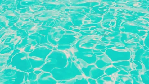 Surface of Clear Blue Green Water in Sunbeams, Ripples and Waves on Water, Pool, Stock Footage 299695855