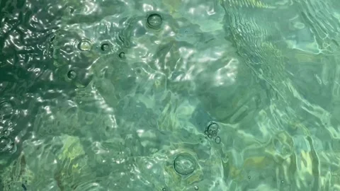 The surface of clear blue water splashes. Vibrations and waves Video stock 263091940