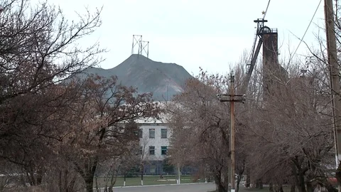 Surface coal mine and its trunk Stock Footage 70885683