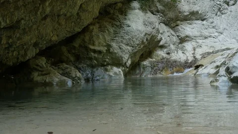 Surface on Cold Mountain Waterfall Stock Footage 77358101