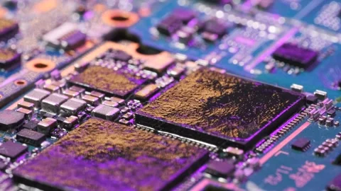 Surface of computer chips, cpu, circuit, close up tracking shot 库存影片 271369708