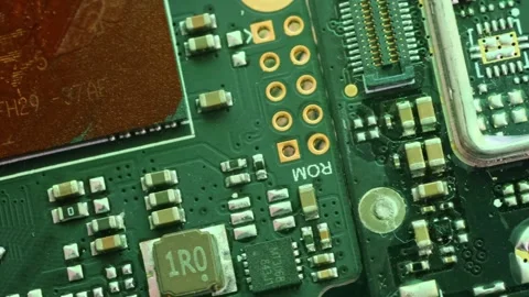 Surface of computer chips, cpu, curcuit and microchip macro tracking shot. Stock Footage 246950414