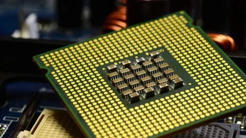 Surface of the computer cpu on a motherboard 스톡 동영상 161011763
