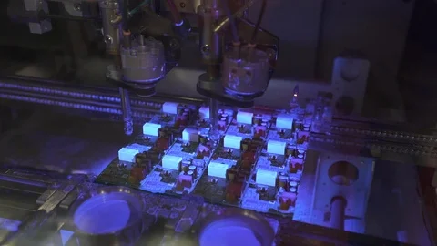 Surface conformal coating process. Coating machine. Coating system Stock Footage 124362344