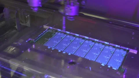 Surface conformal coating process. Coating machine. Automatic coating system Stock Footage 211816209