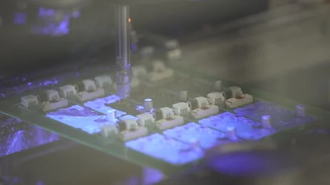 Surface conformal coating process. Coating machine. Automatic coating system Stock Footage 252534784