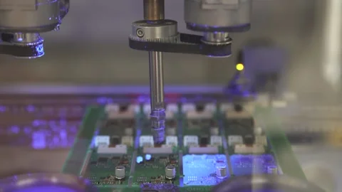 Surface conformal coating process. Coating machine. Automatic coating system Stock Footage 252535444