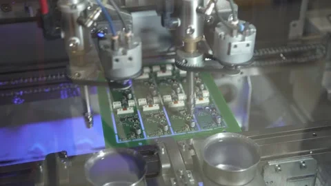 Surface conformal coating process. Coating machine. Automatic coating system Stock Footage 252535760