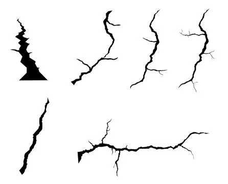 Surface crack, crack concrete wall, ground split fracture, Earthquake Stock Illustration