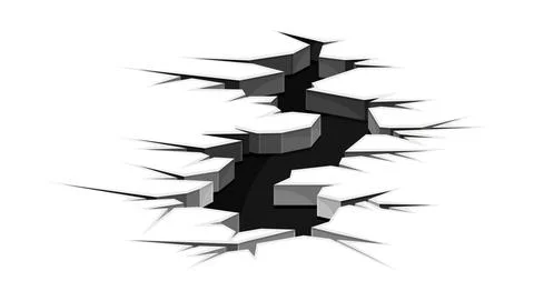Surface crack with hole effect. Black faults on ground, disaster or drought Stock Illustration
