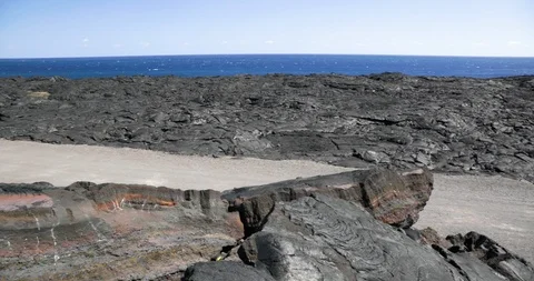 Surface of crust formation at the lava field Stock Footage 93605270