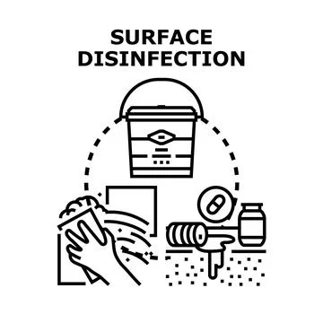 Surface disinfection process protecting from germs and virus Stock Illustration